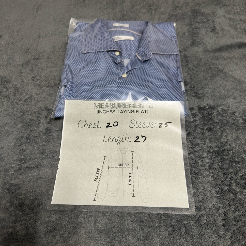 Peter Millar Shirt Men Medium Blue Geometric Long Sleeve Preppy Button Down - Picture 5 of 5